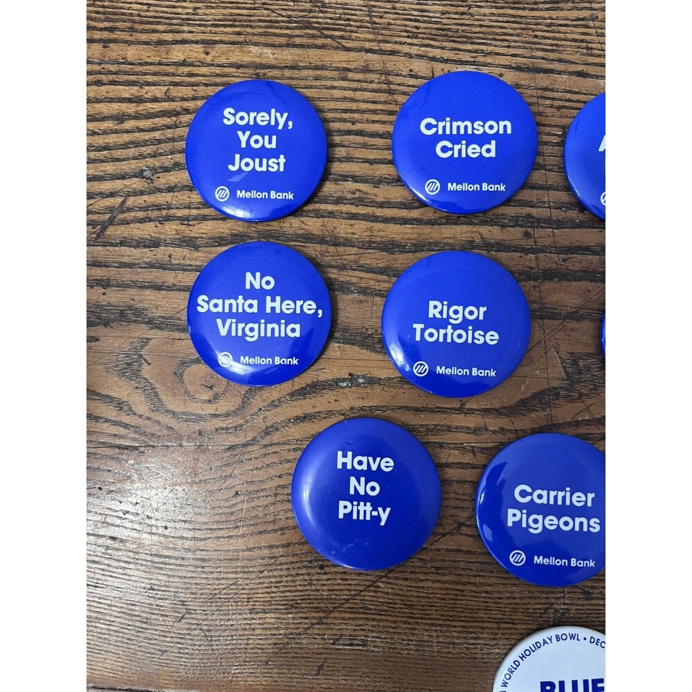 1989 PENN STATE MELLON BANK COMPLETE FOOTBALL SEASON SLOGAN BUTTON SET - Picture 2 of 5